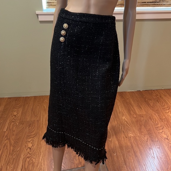 Zcrave Skirt Set Black Tweed With Metallic  Thread And Gold Buttons Size M - Picture 4 of 10